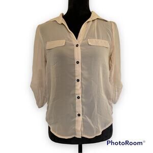 A’Gaci | Peach Sheer Button Up Top